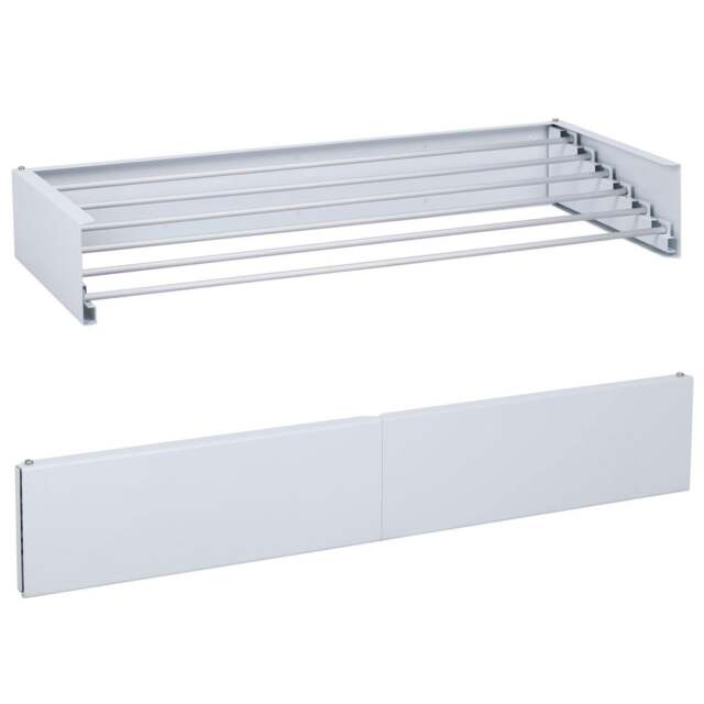 Rackhams Wall Mounted Telescopic Drying Rack Clothes Towel Airer Folding Laundry Dryer - White - image 1