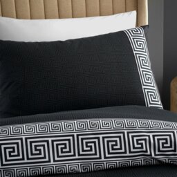 Rackhams Artemis Greek Key Reversible Duvet Cover Set - Black - Double - thumbnail 3