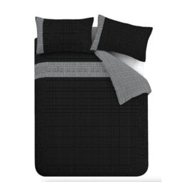 Rackhams Artemis Greek Key Reversible Duvet Cover Set - Black - Double - thumbnail 5