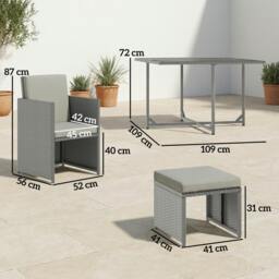 Rackhams 8 Seater Cube Rattan Garden Dining Set with Cushions, Light Grey - thumbnail 3