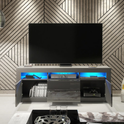 Rackhams Spacious 160cm TV Unit & Cabinet with Grey High Gloss Doors - 160 cm - 1 -  MDF/Chipboard - thumbnail 3