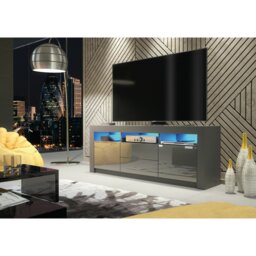 Rackhams Spacious 160cm TV Unit & Cabinet with Grey High Gloss Doors - 160 cm - 1 -  MDF/Chipboard - thumbnail 5