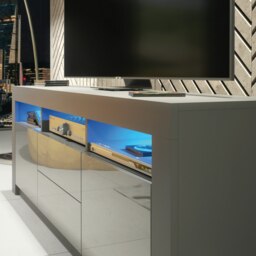 Rackhams Spacious 160cm TV Unit & Cabinet with Grey High Gloss Doors - 160 cm - 1 -  MDF/Chipboard - thumbnail 4