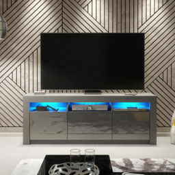 Rackhams Spacious 160cm TV Unit & Cabinet with Grey High Gloss Doors - 160 cm - 1 -  MDF/Chipboard - thumbnail 2