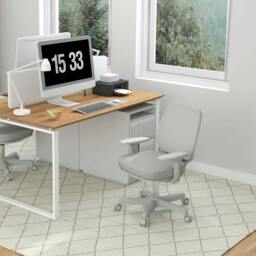 Rackhams Office Chair, 360 Degree Swivel Desk Chair with Wheels, Grey - Grey - Yes - Office Chair