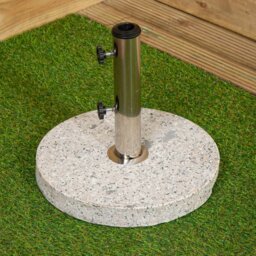 Rackhams 15kg Round Granite Garden Parasol / Umbrella Base Weight Stainless Steel Pole - Outdoor Umbrella & Parasols