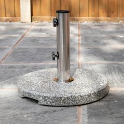 Rackhams 15kg Round Granite Garden Parasol / Umbrella Base Weight Stainless Steel Pole - Outdoor Umbrella & Parasols - thumbnail 2