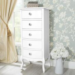 Rackhams Juliette Tallboy 5 Drawer with Crystal Handles French Style Bedroom Chest - Champagne, Cream - thumbnail 6