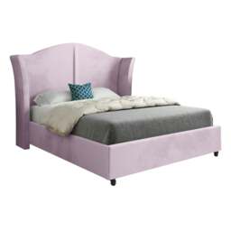 Rackhams Zampa Curved Top Curved Winged Upholstered Soft Velvet Bed Frame - Pink - Pink - King - thumbnail 5