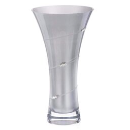 Rackhams Metallic Silver Trumpet Flared Vase Adorned with Swarovski Crystals - 25cm
