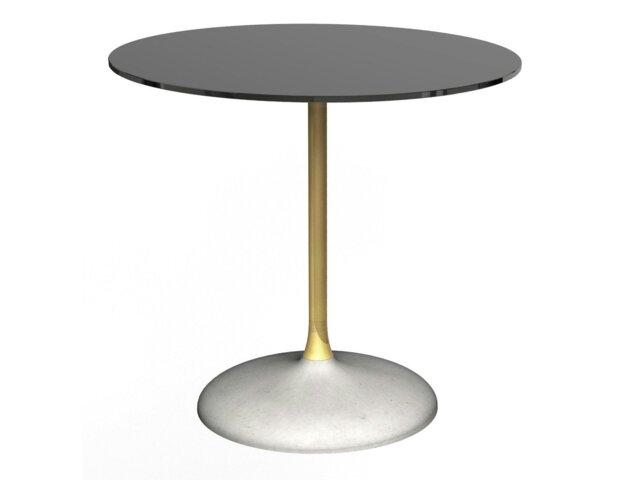 Rackhams Swan Circular Dining Table with Concrete Base - Concrete - Brass - Black Glass - image 1