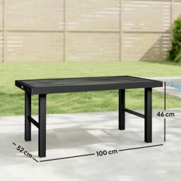 Rackhams Garden Coffee Table with SPC Woodgrain Tabletop, Dark Grey - 1 - 100L x 52W x 46H cm - 52.0 - thumbnail 3