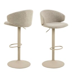 Rackhams Ella Swivel Beige Bar Stool Set of 2 - 1 - thumbnail 1