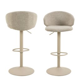 Rackhams Ella Swivel Beige Bar Stool Set of 2 - 1 - thumbnail 2
