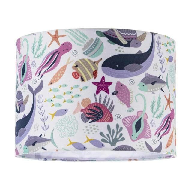 Rackhams Underwater Designed Fabric Lampshade with Whales Turtles Tropical Fish - image 1