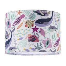 Rackhams Underwater Designed Fabric Lampshade with Whales Turtles Tropical Fish - thumbnail 1