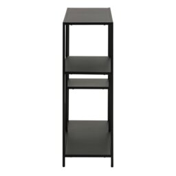 Rackhams Newcastle Asymmetrical Bookcase with 3 Shelves in Matt Black - 1 - Black and Natural - Metal - thumbnail 3