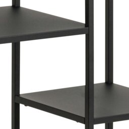Rackhams Newcastle Asymmetrical Bookcase with 3 Shelves in Matt Black - 1 - Black and Natural - Metal - thumbnail 6