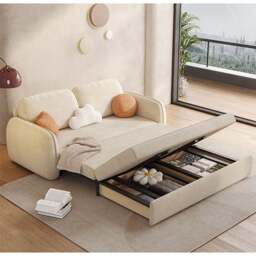 Rackhams Lunana Two Seater Sofa Bed With Drawer - White - 178cm (With two drawers) - thumbnail 3
