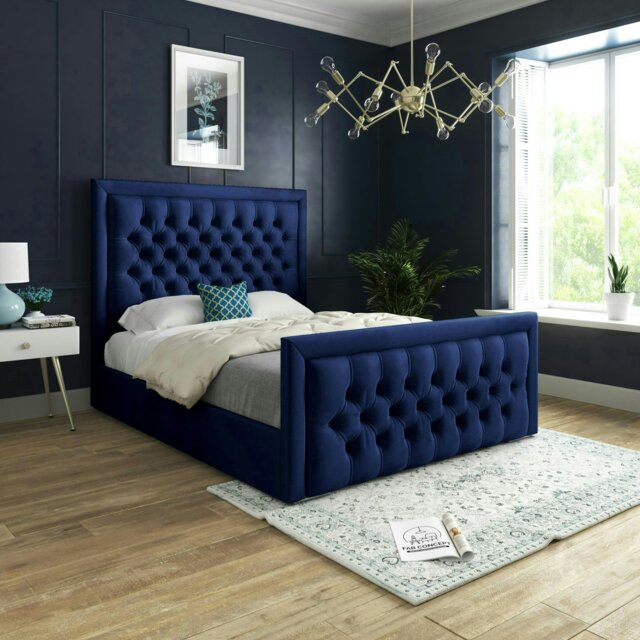 Rackhams Kingston Bed - Small Double - 4ft - Blue - image 1