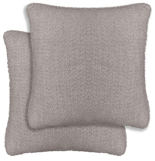 Rackhams Pair of Royale Soft Textured Double Sided Zip Opening Piped Edge Boucle Cushion Covers - 43x43cm - Cases Only - Silver