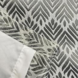 "Rackhams Grey Geometric Leaf Pattern Room Darkening Thermal Energy Saving Pair of Curtains with Eyelet Header For Living Room & Bedrooms - 46"" (117cm) Width x 54"" (137cm) Drop" - thumbnail 4