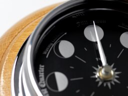 Rackhams Handmade Prestige Moon Phase Clock in Chrome on an English Light Oak Wall Mount - thumbnail 6