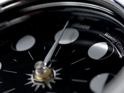 Rackhams Handmade Prestige Moon Phase Clock in Chrome on an English Light Oak Wall Mount - thumbnail 5