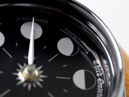 Rackhams Handmade Prestige Moon Phase Clock in Chrome on an English Light Oak Wall Mount - thumbnail 3