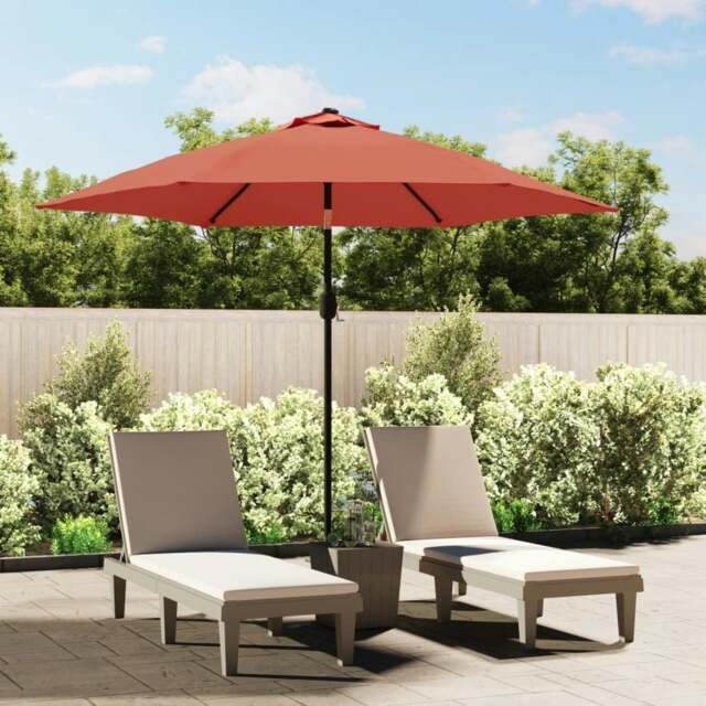 Rackhams Outdoor Parasol with LED Lights and Steel Pole 300 cm Terracotta