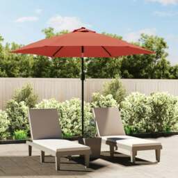 Rackhams Outdoor Parasol with LED Lights and Steel Pole 300 cm Terracotta