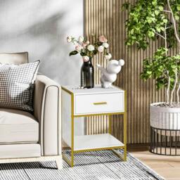 Rackhams Modern Bedside Table - White - thumbnail 4
