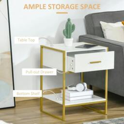 Rackhams Modern Bedside Table - White - thumbnail 6