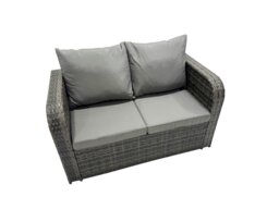 Rackhams 4 seater Patio Gas Firpit Dining Table Sofa Sets Rattan Garden Furniture Dining Set with 2 Side Tables Dark Grey Mixed - thumbnail 6