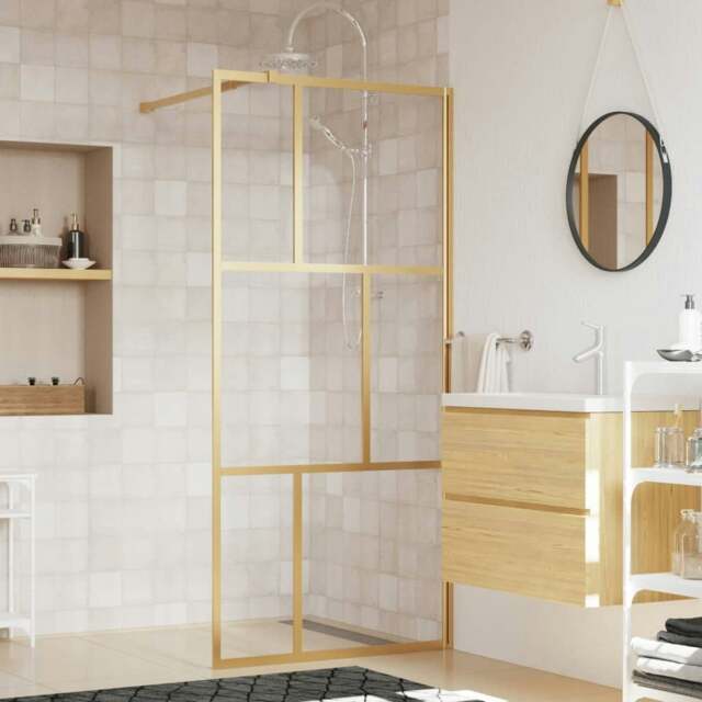 Rackhams Walk-in Shower Wall with Clear ESG Glass Gold 80x195 cm