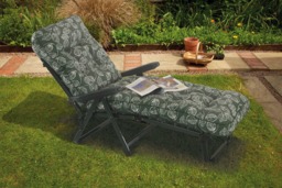 Rackhams Deluxe Garden Sunbed - Multi-Pattern Reclining Sun Lounger - Aspen Green - 99cm x 58cm x 115cm