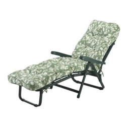 Rackhams Deluxe Garden Sunbed - Multi-Pattern Reclining Sun Lounger - Aspen Green - 99cm x 58cm x 115cm - thumbnail 6