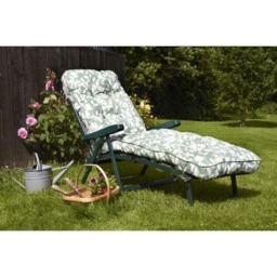 Rackhams Deluxe Garden Sunbed - Multi-Pattern Reclining Sun Lounger - Aspen Green - 99cm x 58cm x 115cm - thumbnail 5