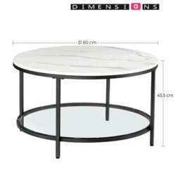 Rackhams White and Black Marble Coffee Table with Glass Storage Shelf - thumbnail 5