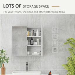 Rackhams Bathroom Mirror Cabinet, Wall Mounted Bathroom Storage Cupboard with Adjustable Shelf, 60W x 15D x 60Hcm, High Gloss White - thumbnail 4