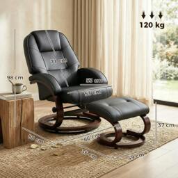 Rackhams Recliner Chair with Footstool, Swivel Recliner Armchair - Yes - Black - thumbnail 3