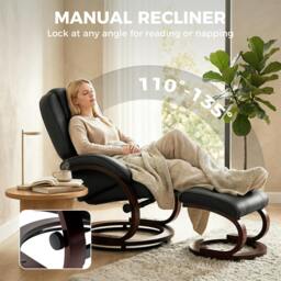 Rackhams Recliner Chair with Footstool, Swivel Recliner Armchair - Yes - Black - thumbnail 4