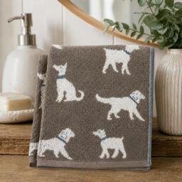 Rackhams Dog 2 Pack Cotton Hand Towels - Grey - thumbnail 4