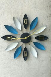 Rackhams 55cm Dia Tri-colour  Roman Numeral Flower Shape Decorative Wall Clock - Multi - thumbnail 5