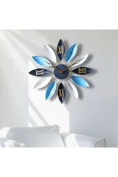 Rackhams 55cm Dia Tri-colour  Roman Numeral Flower Shape Decorative Wall Clock - Multi - thumbnail 2