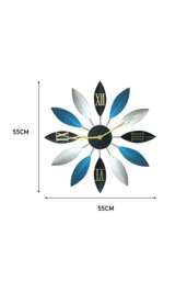 Rackhams 55cm Dia Tri-colour  Roman Numeral Flower Shape Decorative Wall Clock - Multi - thumbnail 6