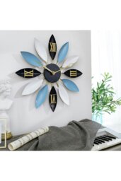 Rackhams 55cm Dia Tri-colour  Roman Numeral Flower Shape Decorative Wall Clock - Multi