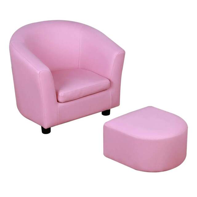 Rackhams Kids Toddler Sofa Children's Armchair Footstool with Thick Padding, Anti-skid Foot Pads, 30 x 28 x 21cm, Pink - image 1