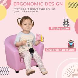 Rackhams Kids Toddler Sofa Children's Armchair Footstool with Thick Padding, Anti-skid Foot Pads, 30 x 28 x 21cm, Pink - thumbnail 4