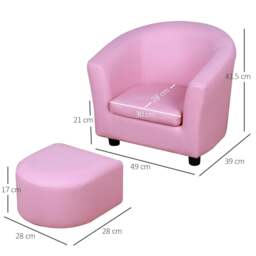 Rackhams Kids Toddler Sofa Children's Armchair Footstool with Thick Padding, Anti-skid Foot Pads, 30 x 28 x 21cm, Pink - thumbnail 2